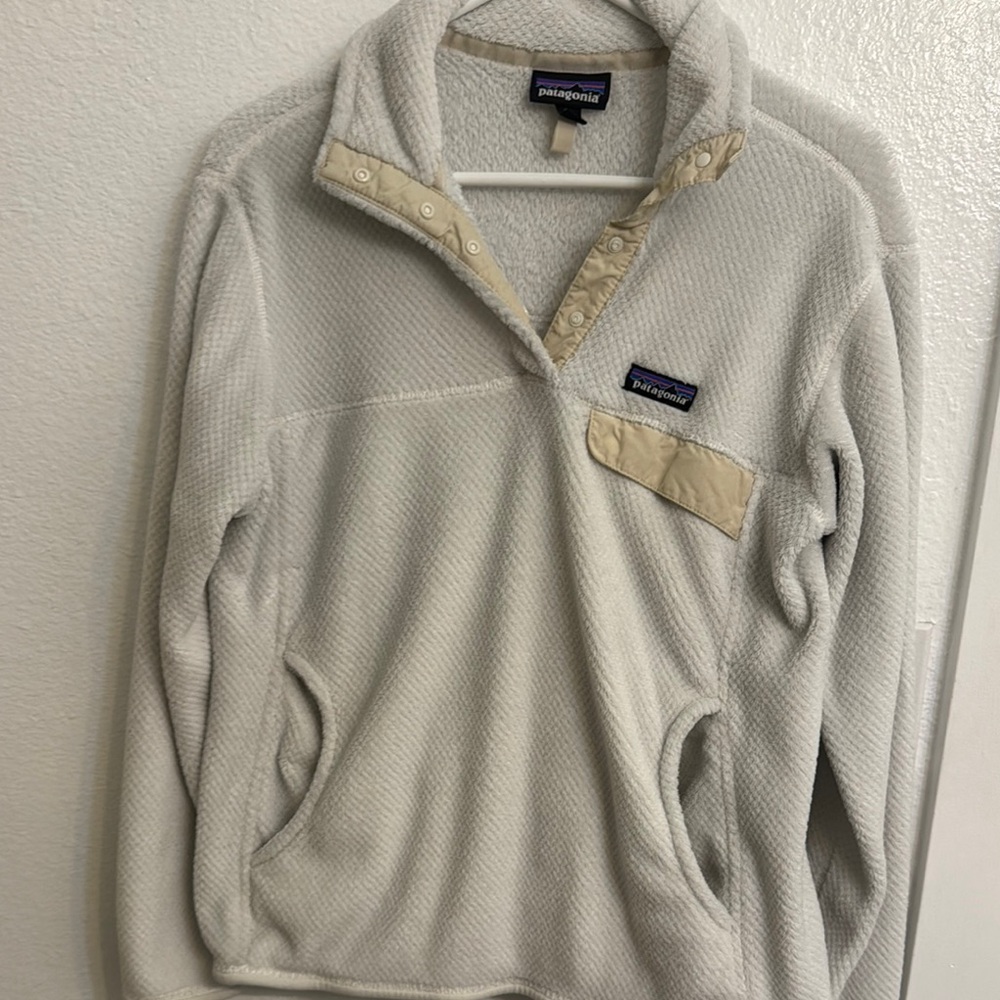 Patagonia Cream Cowl Neck Sweater Soft Fleece